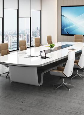 烤漆高会会长议桌大型办公接档待开洽谈桌椅组合会议室烤漆会议培