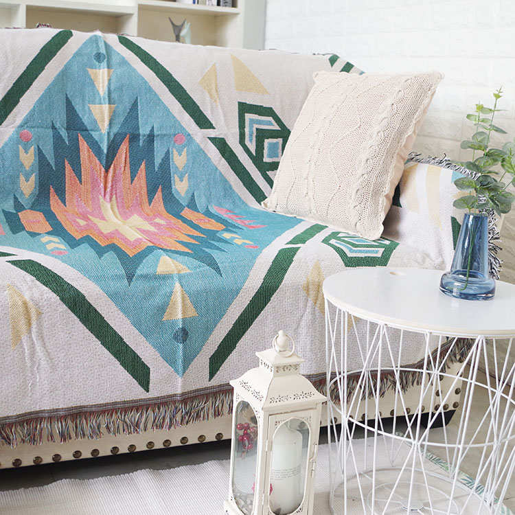 几何图案沙发套居家布艺防尘保护罩沙发垫全盖沙发巾线毯针织提花