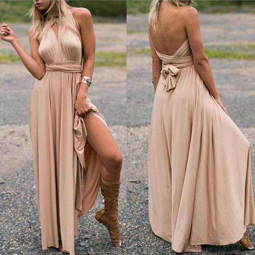 Womens Pleated Sleeveless V-Neck Chiffon Maxi Dress 09018