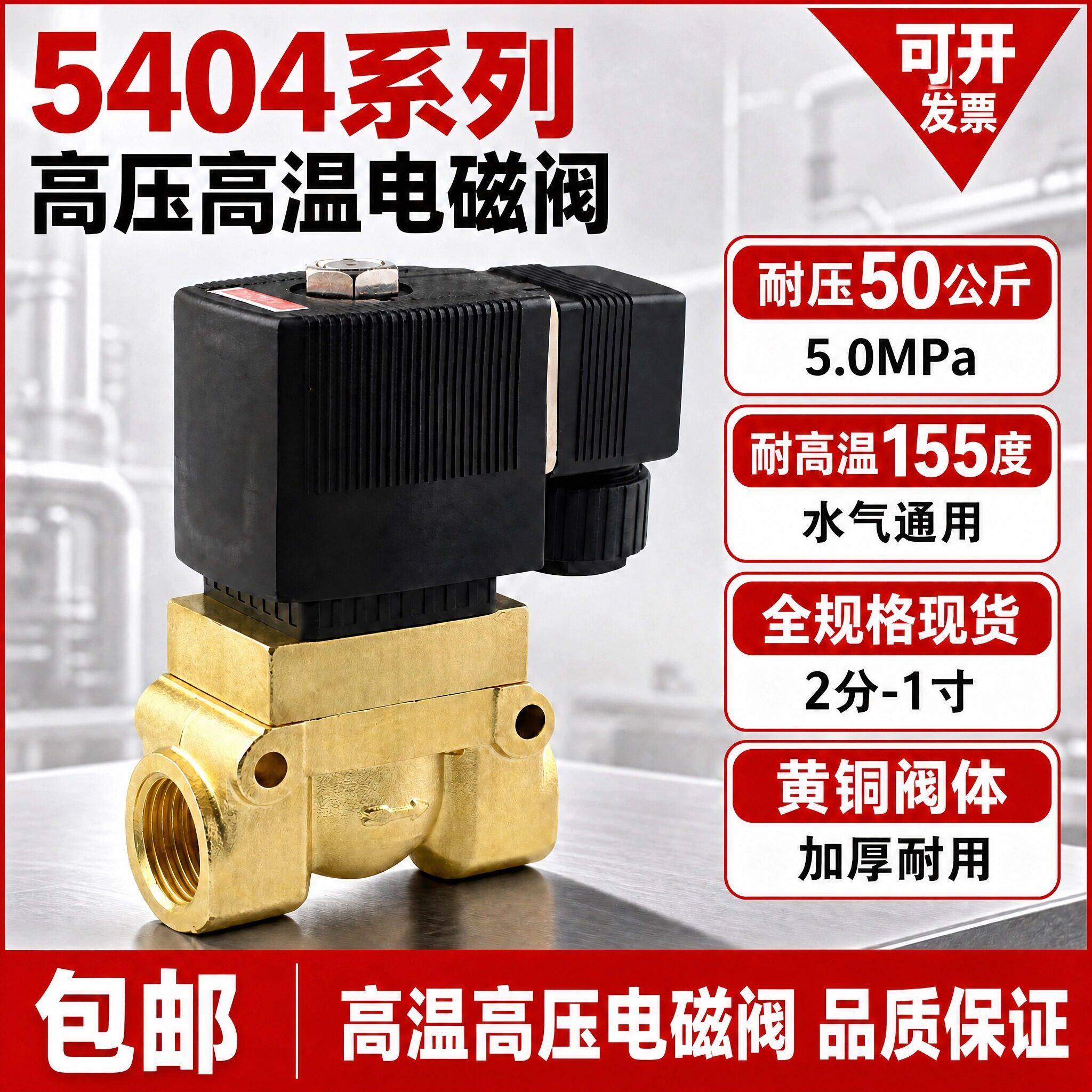 高压电磁阀5404-04 2分4分6分1寸吹瓶机气阀船用高压阀220V 24v