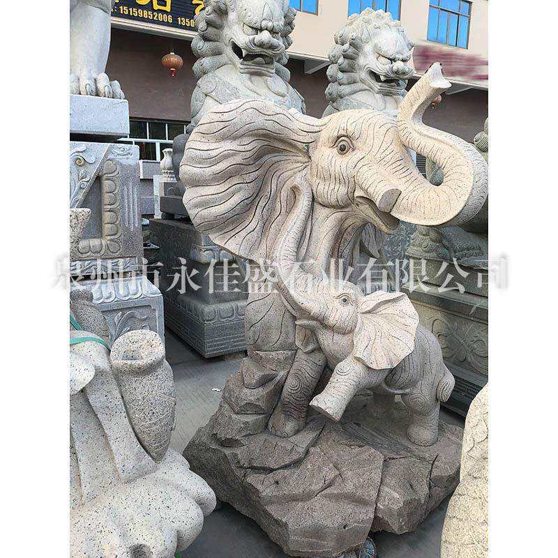 现货圆雕动物雕塑鹦鹉大象头喷水鱼石雕马园林景观动物雕像摆件