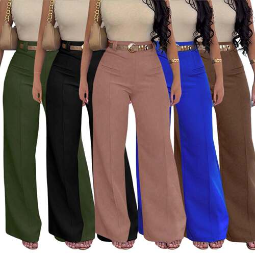 Women Plain Pocket Leg Stretchy Jersey Pants Casual Comfy