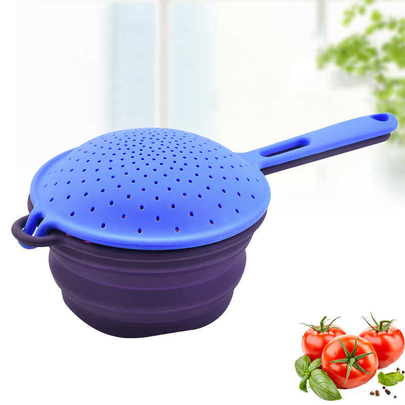 沥水篮可伸缩折叠圆形 厨房家用多功能硅胶带盖式组合水果洗菜篮.,餐饮具,洗菜盆/沥水篮/漏水筛,淘宝优惠券,粉丝福利购,淘宝优惠卷