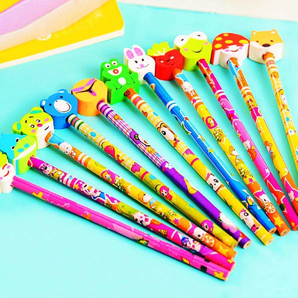 20Pcs 19CM Cute Cartoon with Eraser Pencil Kids Birthday Par