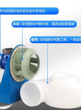 MPCF-250-B2T抽排酸碱雾气塑料实验室防腐风机 圆形管道PP抽风机