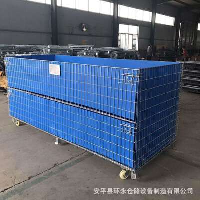 铁框厂家可加轮折叠仓储铁笼金属周转箱仓库网丝框移动快递分拣筐