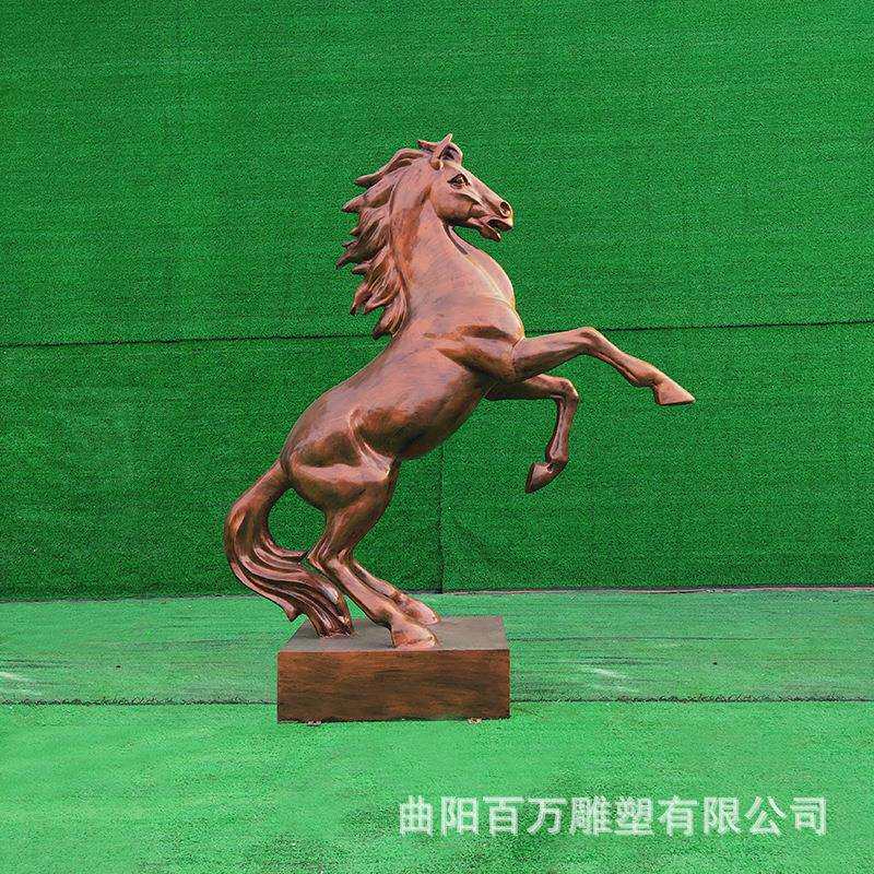 玻璃钢仿铜马雕塑 跃马 腾飞的马 现货尺寸齐全