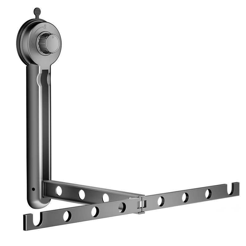 吸盘隐形伸缩晾衣架阳台壁挂式折叠家用免打孔飘窗台室内晒衣