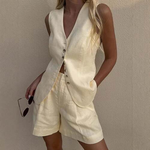Vest+shorts set casual suit for women