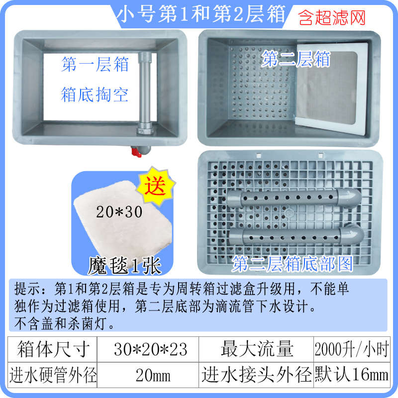 超滤箱鱼便分离器鱼马桶滴流周转箱斜坡过滤盒鱼池鱼缸老款升级