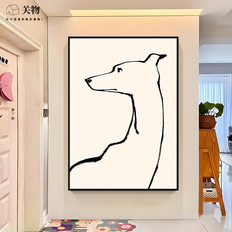 意装式极简抽象狗手关gw52007绘油画 画玄客厅背景墙小简约饰画