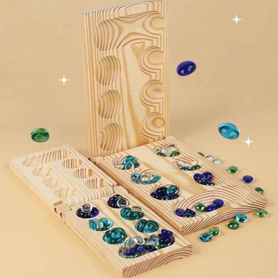 Mancala Board Game Set Family Games Multi Color Beads Ages 7