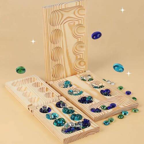 Mancala Board Game Set Family Games Multi Color Beads Ages 7
