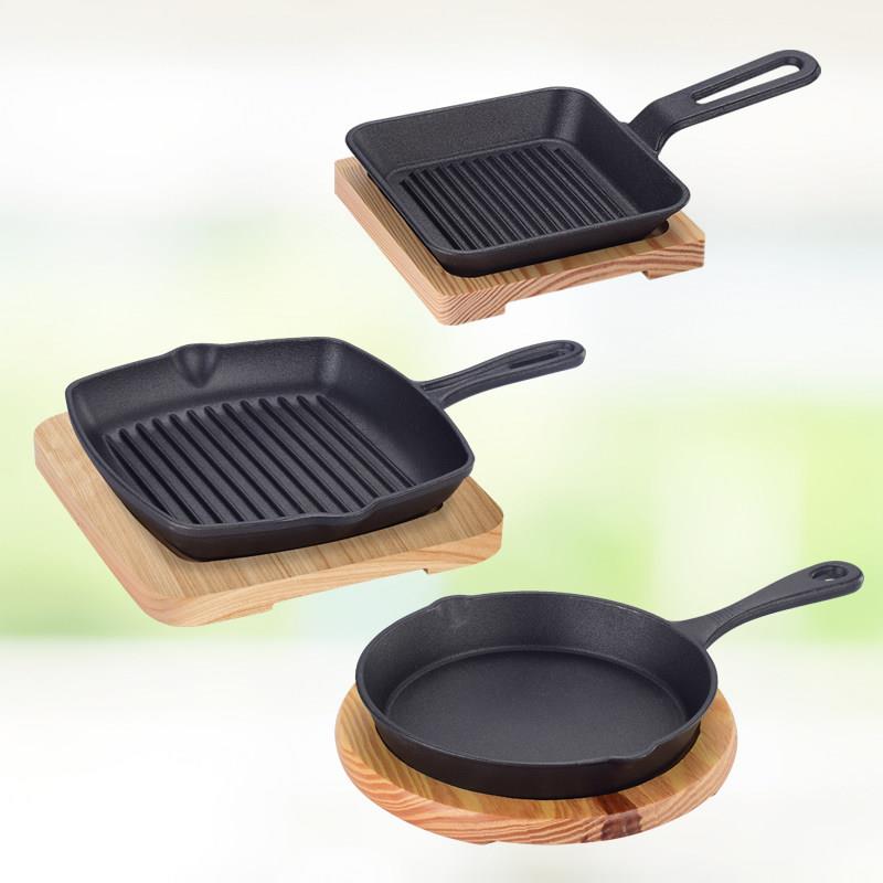 铁板烧盘商用圆形烧烤盘 电磁炉 燃气饭厅不粘牛排煎盘家用烤肉锅