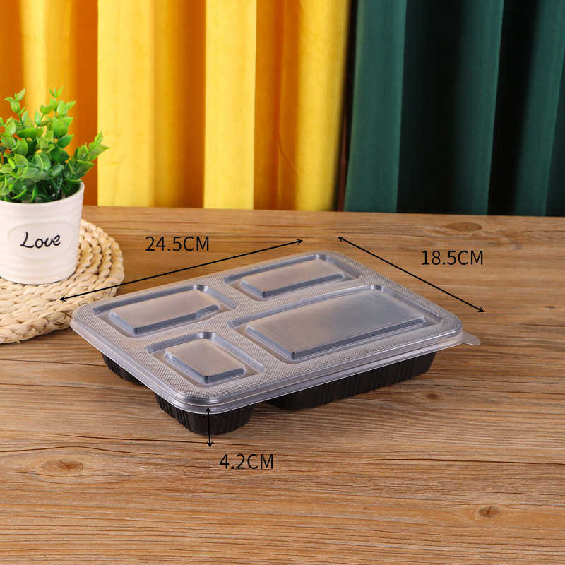 加热三四餐盒盖带一次性长方形塑料打包分格可五微波饭盒快餐外卖