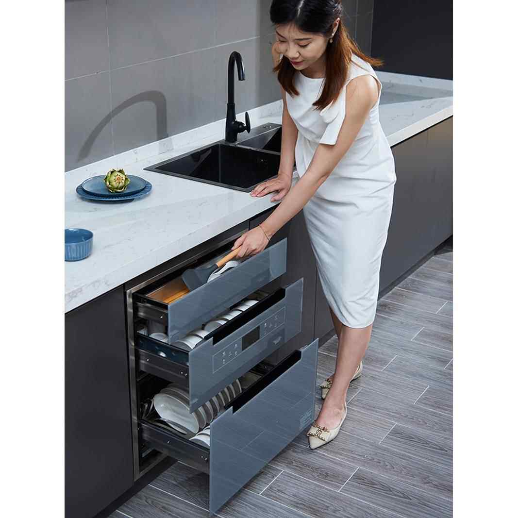 消毒柜嵌入式家用大容量128升三层小尺寸厨房碗柜高温烘干紫外线