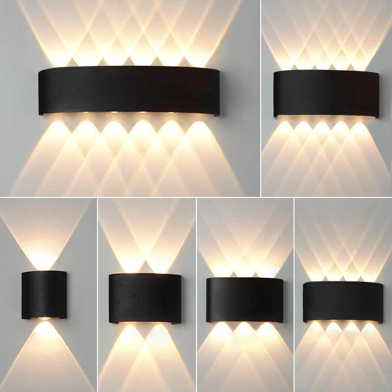 led户外防水壁灯跨境别墅庭院双头洗墙灯简约花园阳台感应灯