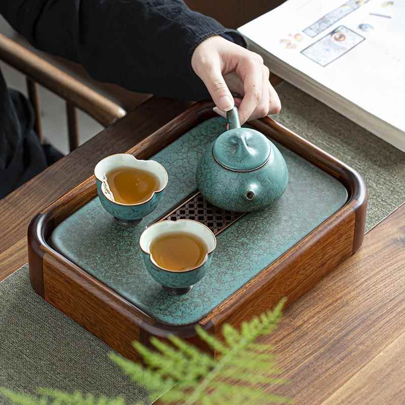 实木迷你茶盘黑檀木花梨木陶瓷茶盘储水小茶台泡过滤茶叶茶盘