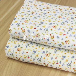新款日韩小碎花布料 双层棉绉布 纱布 家居服 睡衣 面料