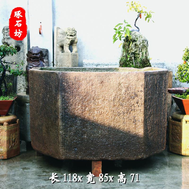琢石坊民间老旧石缸门海庭院养鱼石槽鱼缸中式石雕花盆老石器水缸