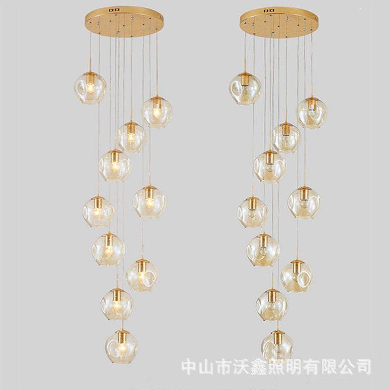 楼梯吊灯复式楼梯间长吊灯别墅酒店旋转现代简约创意loft小公寓灯,家装灯饰光源,智能吊灯,淘宝优惠券,粉丝福利购,淘宝优惠卷