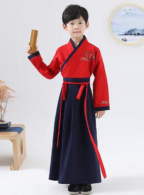 高档男孩汉儿童唐装代夏式古中装帅气小男孩季国学Cos演出服