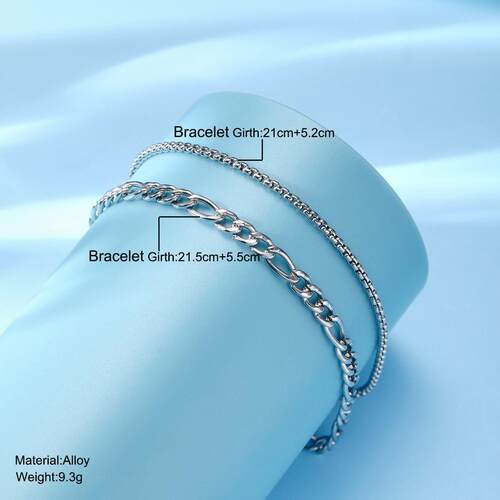 Stainless steel bracelet跨境男女不锈钢扁平炼条叠戴手錬古巴炼