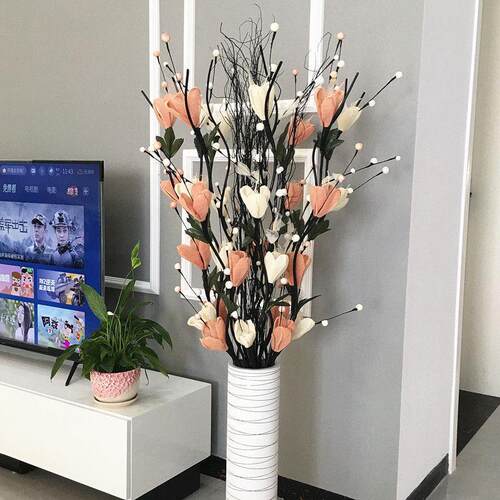 叶脉干花客厅落地假花仿真干枝插花玫瑰花居家新房装饰花包邮LD