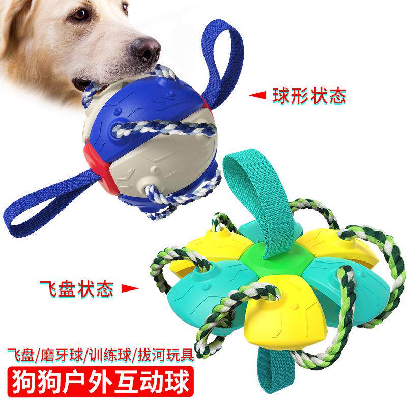 宠物用品工厂家公司新爆款亚马逊户外训练飞盘互动足球狗玩具