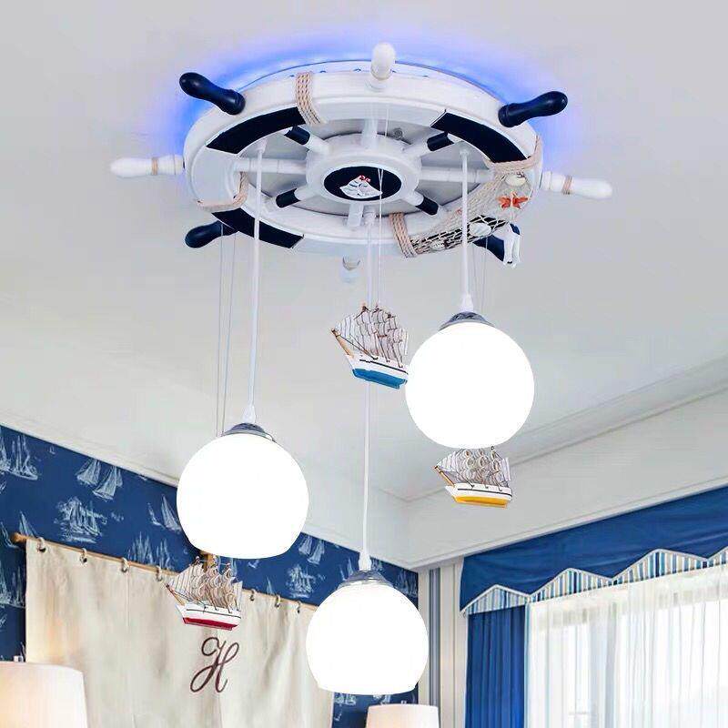 舵吊灯儿童吊灯帆船创意吊灯儿童卧室吊灯卡通幼儿园吊灯游乐园灯