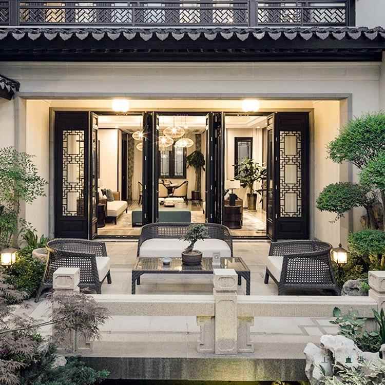 新中式藤编露沙发户外藤椅别墅天花商园业街庭院藤仿沙发组674合