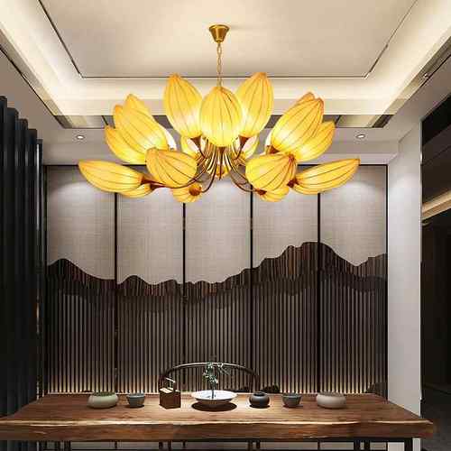 新中式莲花大吊灯客厅茶室酒店大堂寺庙佛堂餐厅饭店包厢大气吊灯