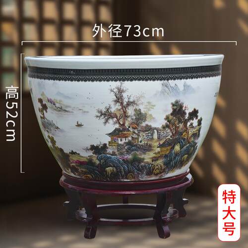 正品景德镇陶瓷缸大号养金鲤缸客厅庭鱼院睡莲鱼碗莲荷花乌龟锦书