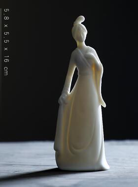 正品创陶瓷意仕人物摆件办公室古书房客厅桌面典美女装饰工艺礼女