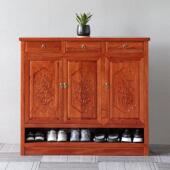 橱原木收纳储物柜家用 柜门口金花梨木玄关柜大容量入户鞋 新中式 鞋