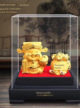 丝绒沙金财神饰品招财进宝办公室开业家居公司饰品店开业工艺品