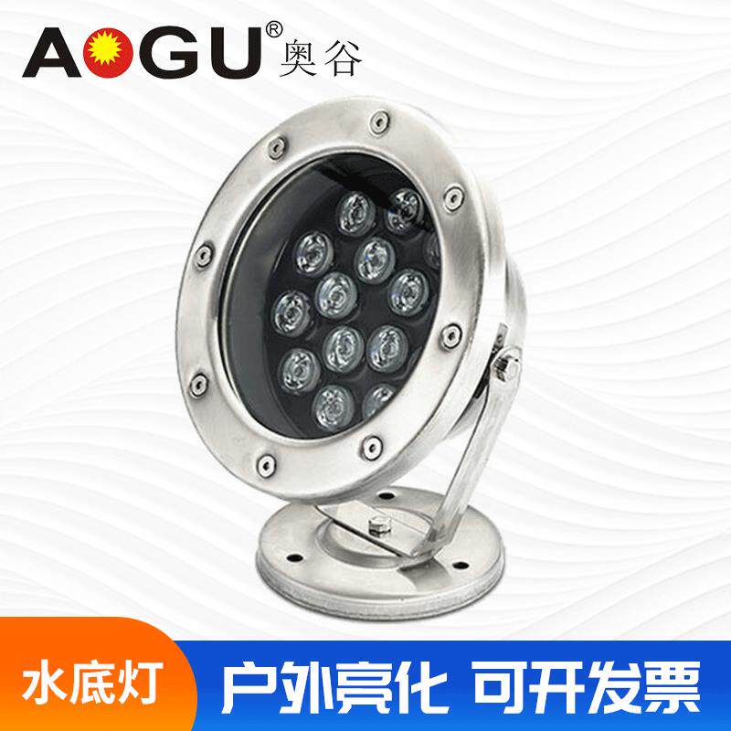 LED不锈钢水下灯鱼池亮化12V24潜水灯七彩水底灯喷泉灯户外游泳池