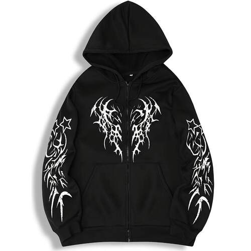 Men's Printed Zipper Fleece Hoodie Jacket Hoodie Casual