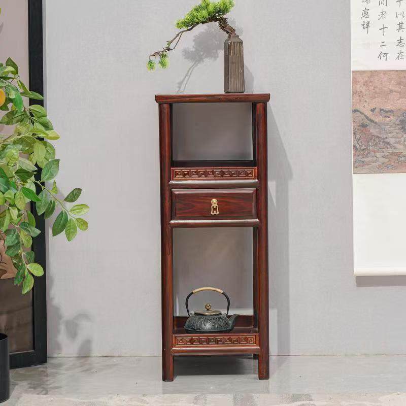 中式古典酸枝木花架落地式多层抽屉储物实木花几客厅装饰置物架