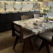天然大理石餐桌家用奢石长方形轻奢高级感大户型现代简约饭桌定制