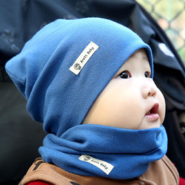婴儿帽子秋冬款套装围巾，宝宝春秋纯棉男童女童，婴幼儿围脖儿童帽冬