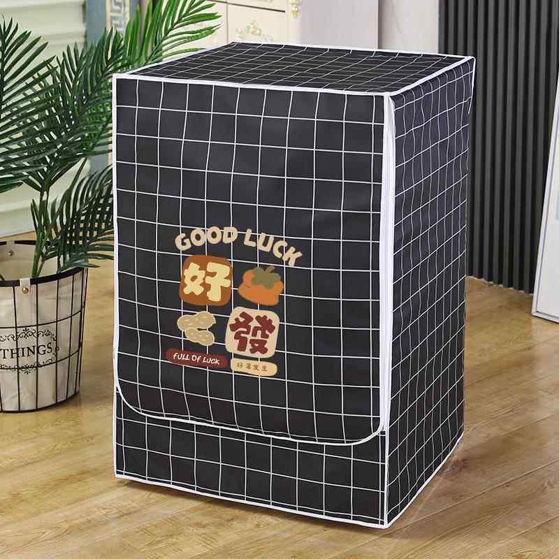 滚筒洗衣机防尘罩卡扣设计日常家用拉链前开盖卫生防潮隔脏防尘布