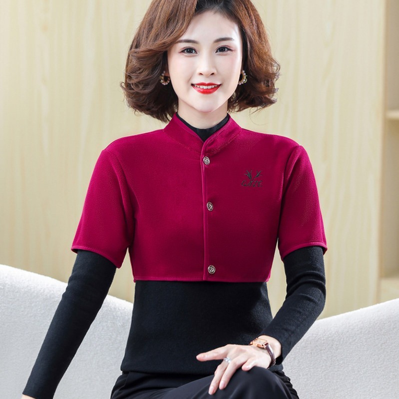 中年女德绒护肩春秋装防寒护颈椎妈妈护颈老人半袖马甲护肩膀坎肩