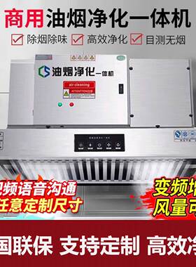 商用油烟净化一体机饭店大吸力抽油烟机无需室外管道