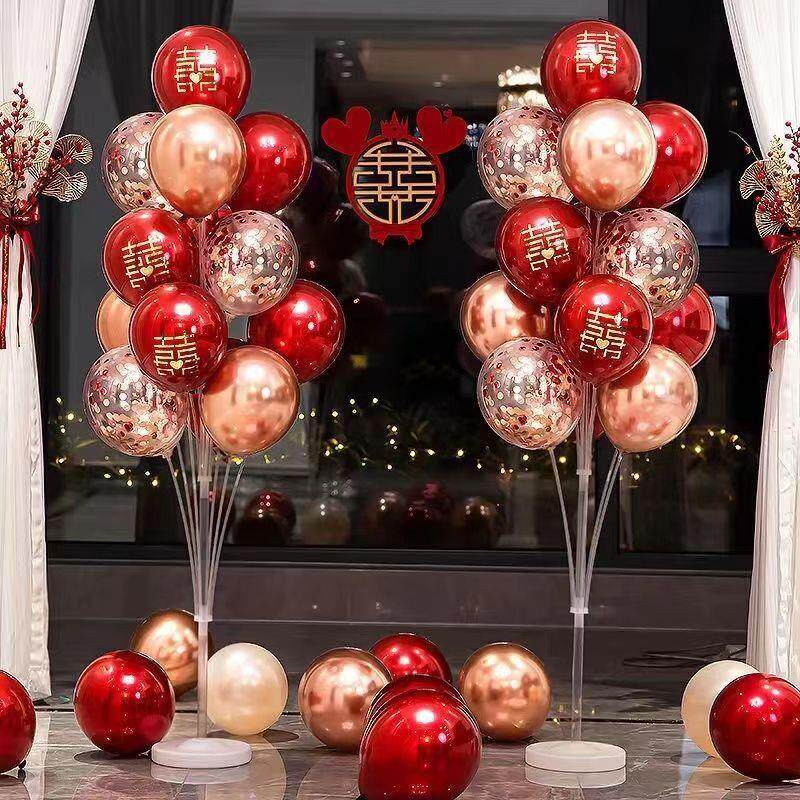 婚房地飘气球装饰浪漫婚礼新房桌飘支架布置套装创意结婚用品大全