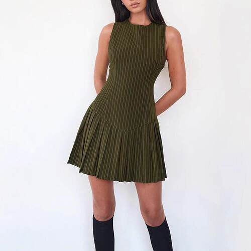 Womens Striped Print Dress Casual Fashion Dress for Daily