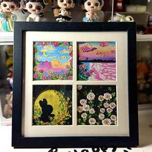 油画棒画框10X10cm四宫格九宫格相框摆台挂墙装饰画diy作品保存框