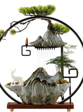 流动的水新的中国风开放假山加湿器喷泉送礼吸引财富客厅办公室创