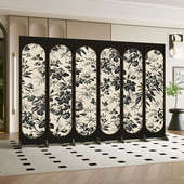 屏风美容院复古折叠隔断客厅入户背景装 花鸟欧式 饰遮挡折屏 法式