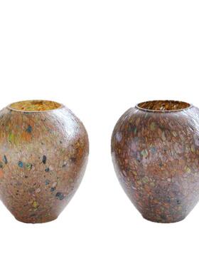 美式手工彩点玻璃现简约脚花客厅干花插花器餐桌装中式品